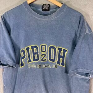 Men's XL DK Put In Bay Ohio PIB2OH Graphic‎ T-Shirt Made in USA Blue